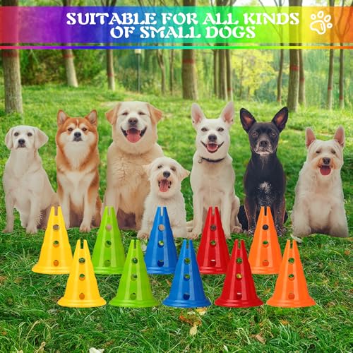 DiDiBirDi 6 Sets Dog Agility Hurdle Cone Set, Adjustable Obstacle Training for Puppy, Pet Crossbar Combo for Beginners for Backyard, 5 Sets x Pole Obstacles,1 Set x Hoop Jump