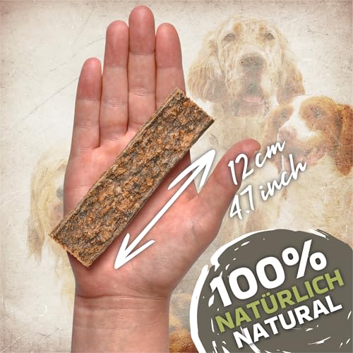 Hirschstreifen für Hunde | 1 kg ca. 52 Stück | Getrockneter Kausnack aus 100% Hirschfleisch | Naturbelassen & fettarm | Hundeleckerli ohne Zusatzstoffe (Kaninchen Trainingsstreifen 1kg)