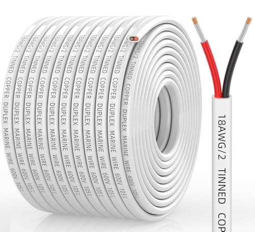 CONEPY 18 Gauge Marine Wire, 18 Gauge Wire Duplex Marine Grade Cable, 100FT