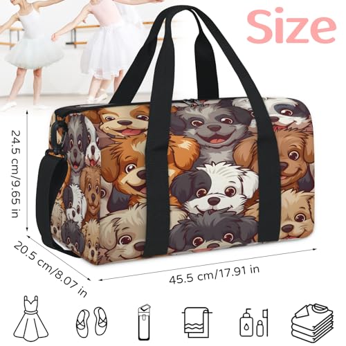 Watercolor Dogs Print Sports Duffle Bag for Women Men Waterproof Overnight Weekender Bag with Adjustable Strap Travel Tote Bags for Beach Yoga Work Dance Swim2