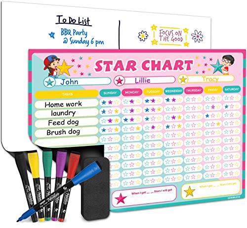 Magnetic Reward Chart for Kids Dry Erase 13” X 17”