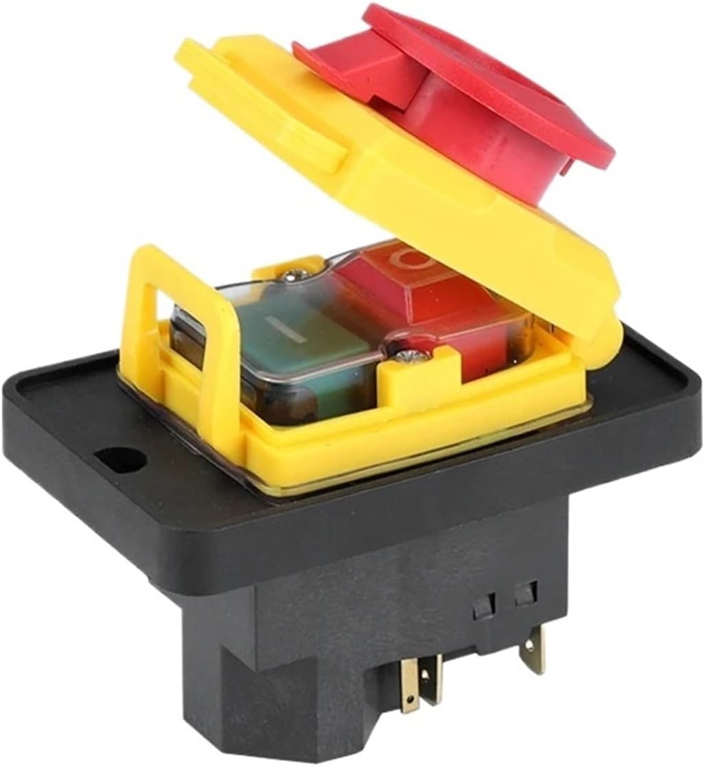 400V 7 Pins Electromagnetic Switch Starter On Off 15A with Protection Cover Waterproof Momentary Reset Push Button YCZ4-A