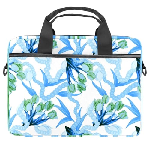 Maletín para ordenador de 13.3 pulgadas ideal para ir a la universidad con flores azul
