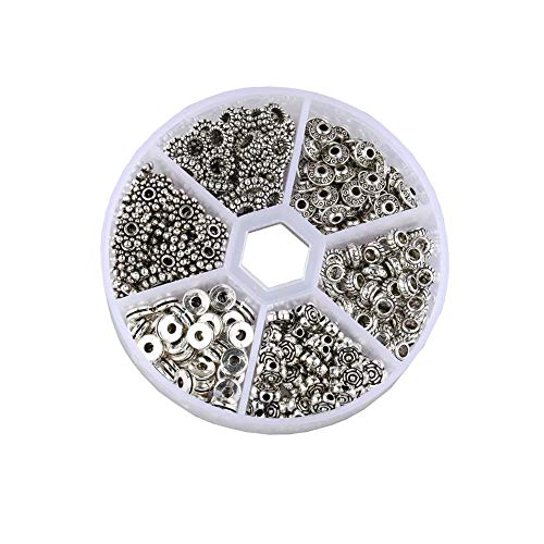 Bestenrose Lot de 300 perles d'espacement en alliage tibétain avec 6 tubes en métal pour bracelet, collier, fournitures Cover