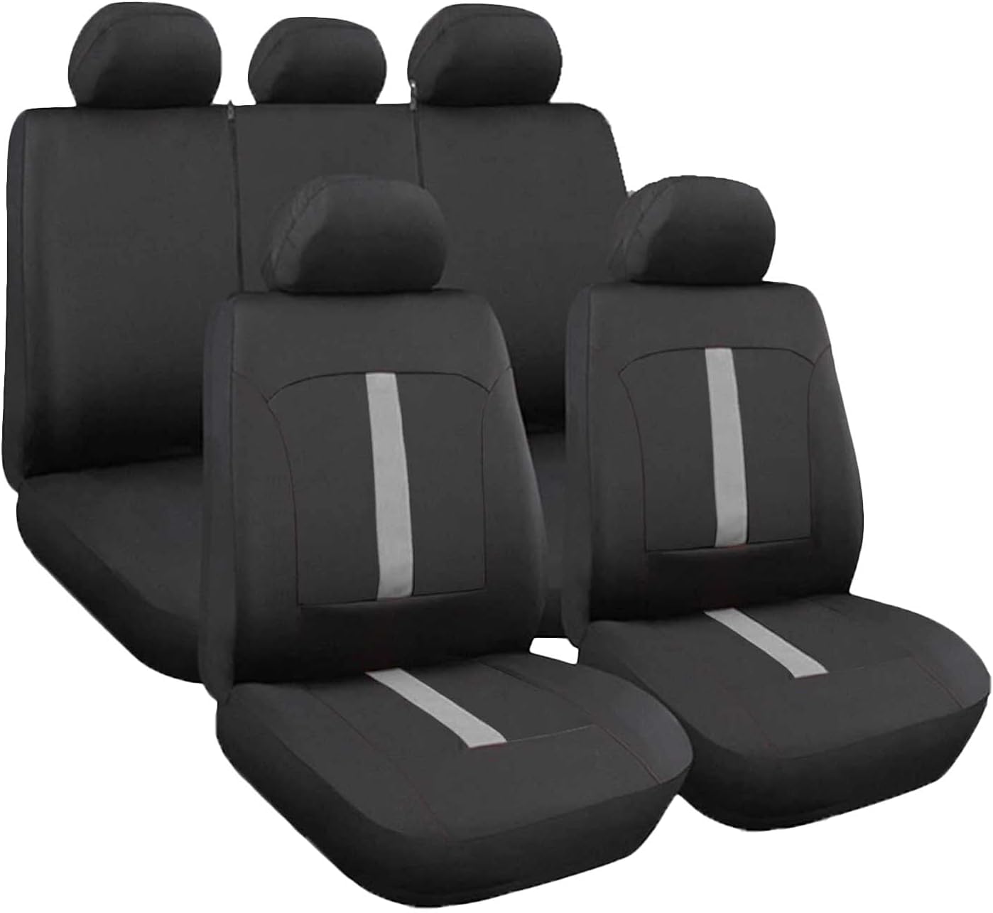 Rebeca Shop Coprisedili Universali In Poliestere Compatibili Per Panda Con Sedili Standard Con 2 Zip Sui Schienali Posteriori Modello C (Nero/Grigio)