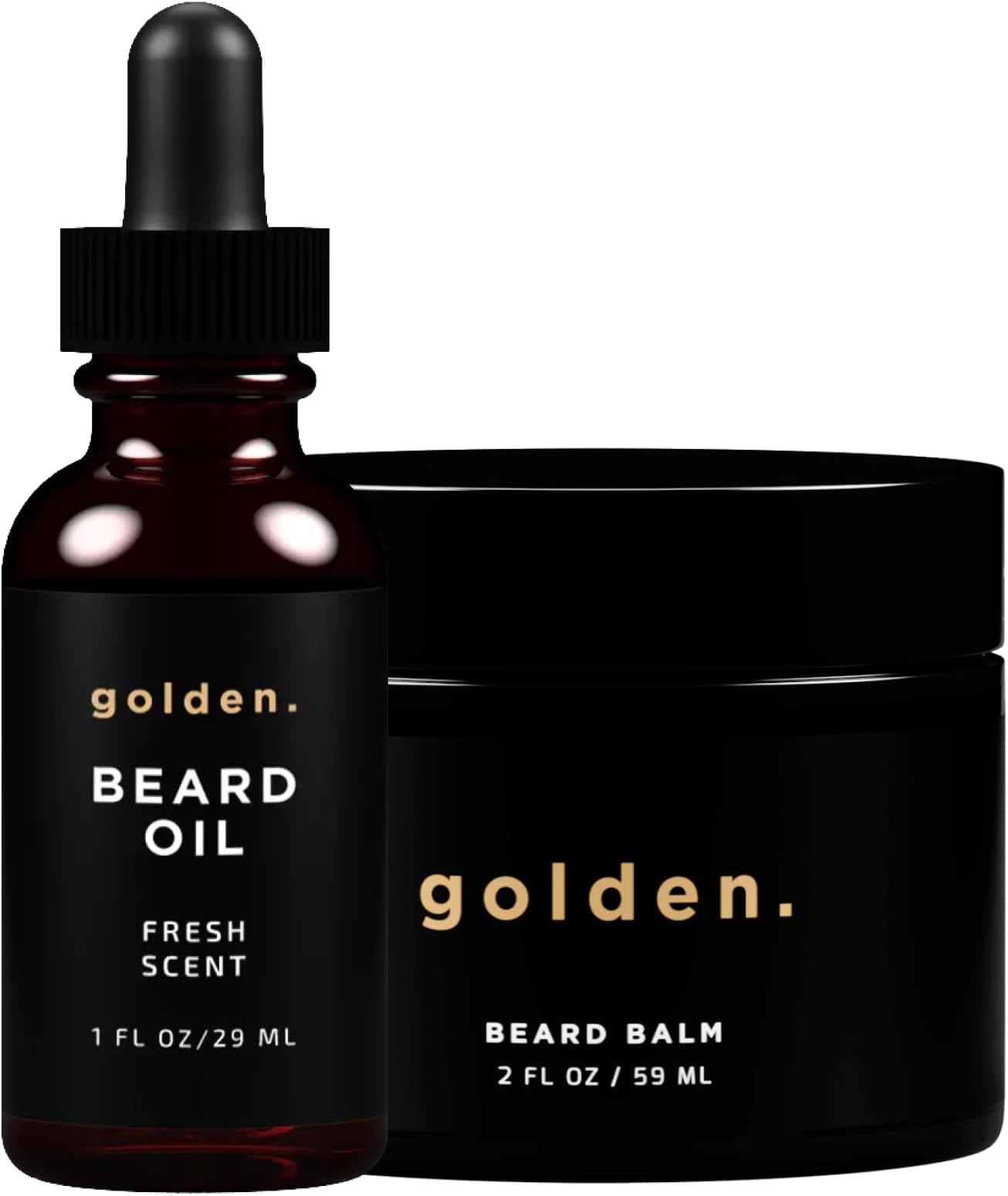 Golden Grooming Beard Bundle for Black Men | Natural Beard Growth Kit with Shea Butter (2-pack Regular, Fresh Scent)