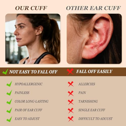 Image of Ear Cuffs Non Piercing Chunky Ear Cuff Earrings for Women Non Tarnish Clip on Cartilage Earrings Trendy Jewelry No Pierced Ears Fake Earring Set Fashion Accessories Jewelry Birthday Gifts