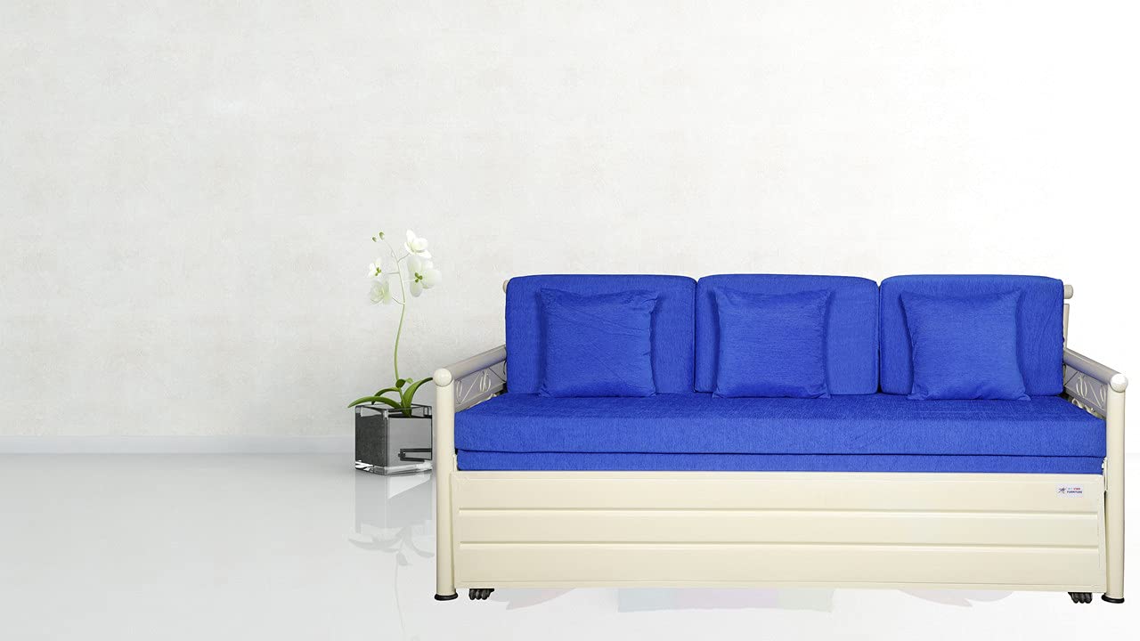 Indian Furniture Metal Sofa Cum Bed with Hydraulic Storage Single Size Bed Texture Finish - Colour White Mart.|HDFCB103|