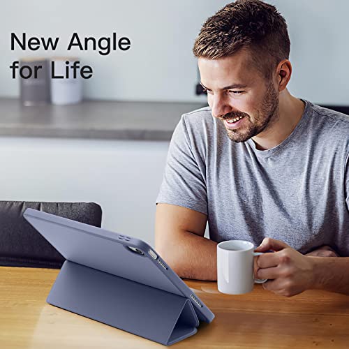 Image of Akkerds Compatible with iPad (A16) 11th Generation Case 11 Inch 2025, for iPad 10th Generation Case 10.9 Inch 2022 with Pencil Holder, Slim Trifold Stand Protective Cover with Soft TPU Back, Blue Gray