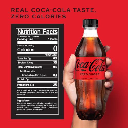 Image of Coca-Cola Zero Sugar Soda Soft Drink Bottles, 16.9 fl oz, 15 Pack