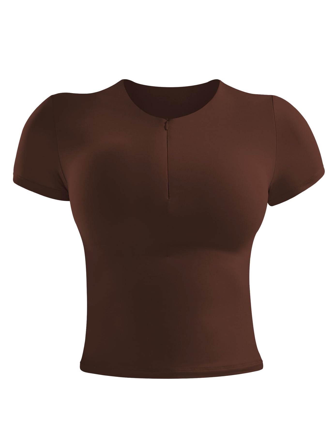 ZAAYO Sport T Shirt Damen Basic Sportshirt Double Lined Y2K Summer Crop Top Gym Top Leichtes Atmungsaktives Sport Tops mit Rundhalsausschnitt Gym Oberteil Yoga Tops