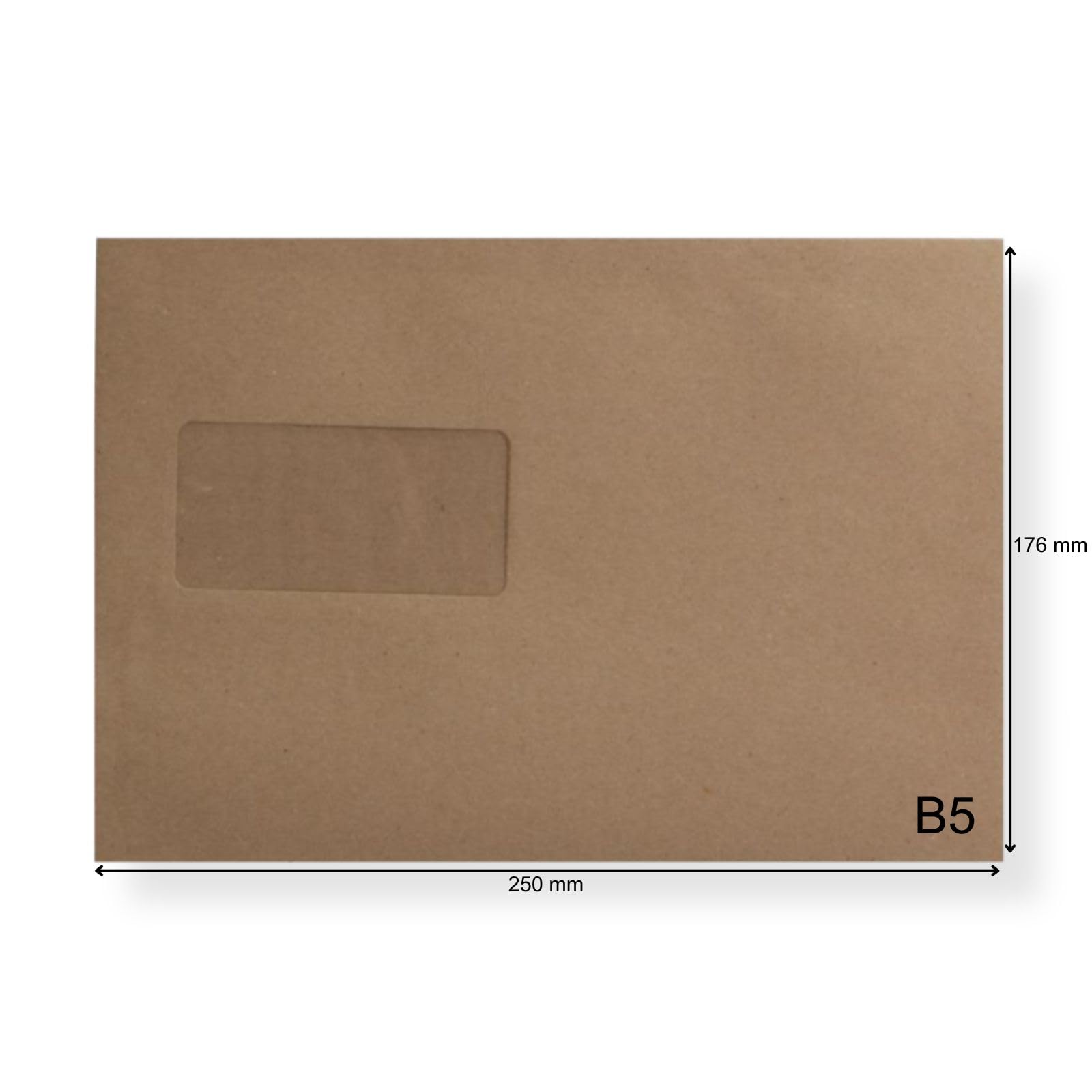 1000 St. B5 Versandtaschen 176 x 250 mm braun mit Fenster Briefumschlag selbstklebend