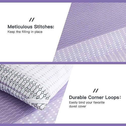 Litanika Lavender Comforter Set King - 3 Pieces Lightweight Lavender Purple White Colorblock Stripe Fluffy Bedding Comforter Sets, All Season Bed Set