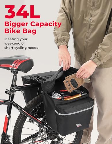 KEMIMOTO 34L Waterproof Bike Panniers