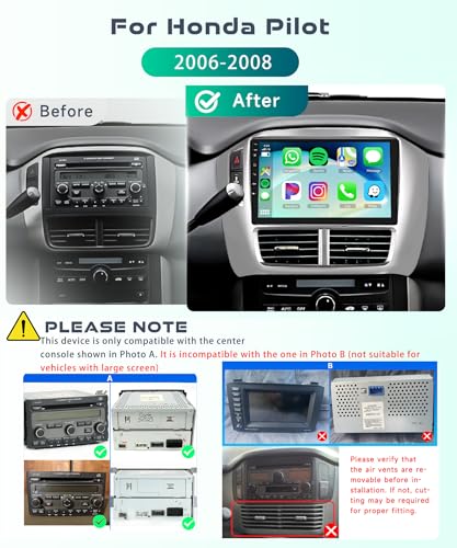 Image of Car Stereo for Honda Pilot 2006-2008 with Wireless CarPlay Android Auto