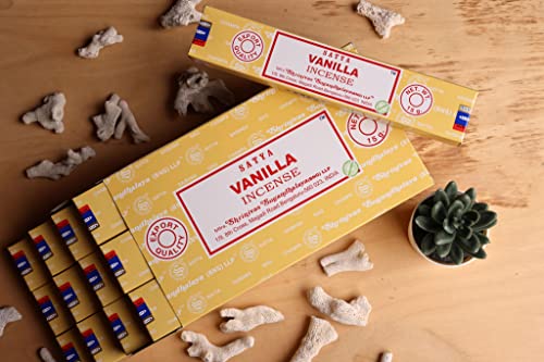Earth Satya Vanilla Incense Sticks 15 Gms (Pack Of 12) (Green Certified) Indian Perfumed Hand Rolled Agarbatti Perfect For Worship,Relaxation, Medication. #TOP2