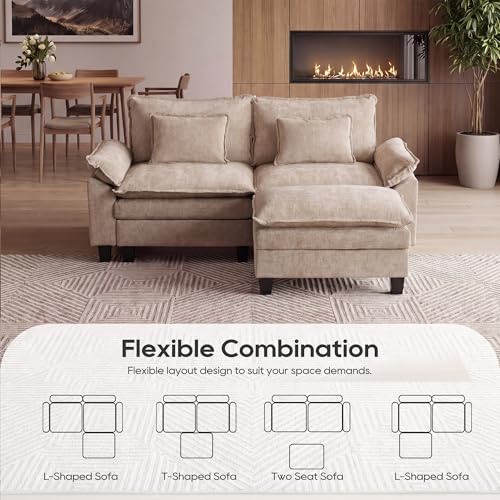 Image of URRED Oversized Modular Sectional Sofa,Khaki:87 inch L Shaped