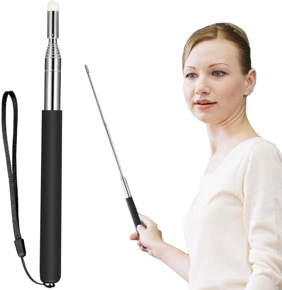 Hodaqe Telescopic Teachers Pointer,Teaching Pointer Stick for Classroom,Metal Hand Retractable Pointer Extended Length 100cm, Handheld Presenter Whiteboard Pointer (Black)