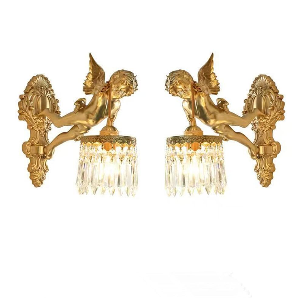SXECAEPS Brass Wall Lamp LED - American Retro Style for Living Room, Bedroom, Aisle and Corridor Lighting