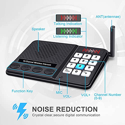 Image of 5 Pack Wireless Intercom System for Home Business - GLCONN Room to Room Communication System 10 Channel 3 Code Intercoms Wireless for Home House Hotel
