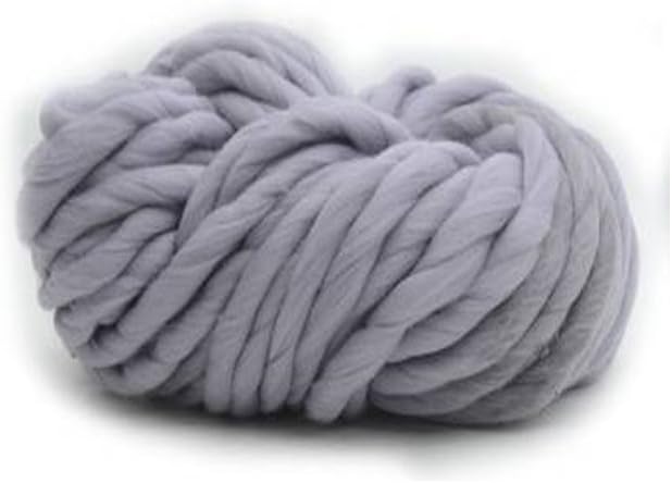 Thick Yarn Iceland Wool Yarn,Chunky Knit Blanket DIY Kit,Thick Woolen Chunky Yarn Bulky Roving Big Knitting Yarn Hand Knitting Crochet,17colors (Light Gray)