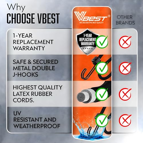 Image of Extra Long Bungee Cords with Hooks - 6Pcs Heavy Duty Outdoor 72 Inch | 6 ft UV & Weather Resistant Strong Bungie Chords - Black Bunjee Straps - Large Bungy Cord Set 200lb Strength