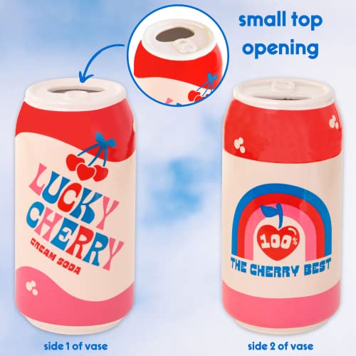 Ban.do Small Decorative Vase, Colorful Ceramic Vase, Shelf Decor For Home Or Office, Vintage-Inspired Soda Can, Lucky Cherry Cream Soda #TOP1
