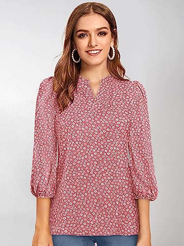 Image of KERI PERRY Women's Peach Rayon Floral Straight Western Top | Summer Top | Western Top | Top for Women | Women Top | Trendy Women Top
