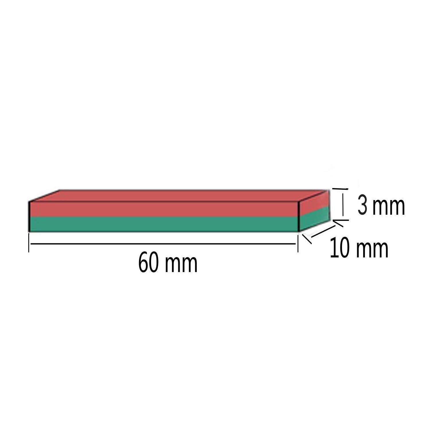 MIKEDE Strong Neodymium Magnets Rectangular Magnetic Small Powerful Rare Earth Magnet for Crafts Refrigerator Office Classroom Kitchen 60x10x3 mm Silver 25 Pack