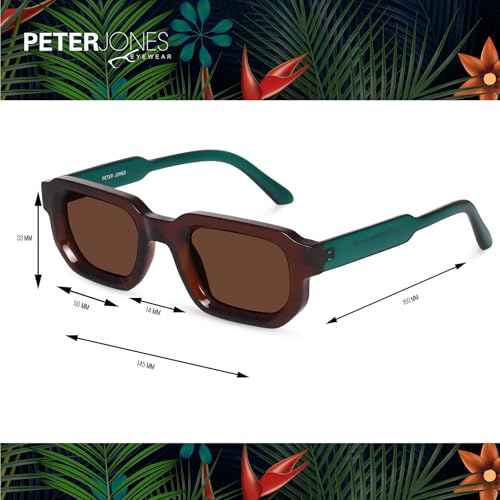Image of Peter Jones Brown Unisex Broad Frame Square UV /UB Protected Sunglasses (3887BW)