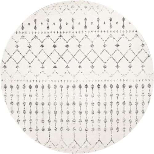nuLOOM 4 Round Moroccan Blythe Area Rug, Grey, Faded Bohemian Design, Stain Resistant, For Bedroom, Dining Room, Living Room, Hallway, Office, Kitchen, Entryway by nuLOOM - Image 2