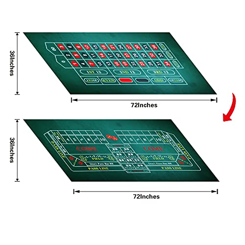 Baliken 36 X 72 Inches Tabletop Casino Felt For Texas Holdem/Blackjack, Roulette/Craps - Professional Grade Mat (Double Green#2(Green/Green)) #TOP1