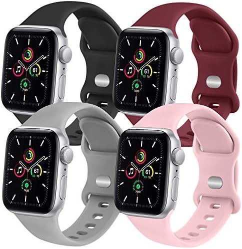 Amazon.com: [Paquete de 4] Compatible con Apple Watch bandas para mujeres y  hombres, bandas de silicona suave compatible con iWatch Series 6 5 4 3 2 1  \u0026 SE : Celulares y Accesorios