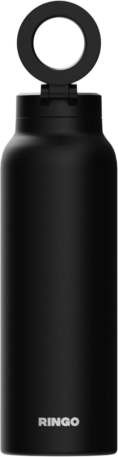 Ringo PRO Water Bottle with Magnetic Phone Mount & Sip Straw Lid - Insulated Stainless Steel Bottle for Workouts, Content Creation, Navigation & Facetime on the Go, 12Hrs Hot/24Hrs Cold Black-24oz - Image 4
