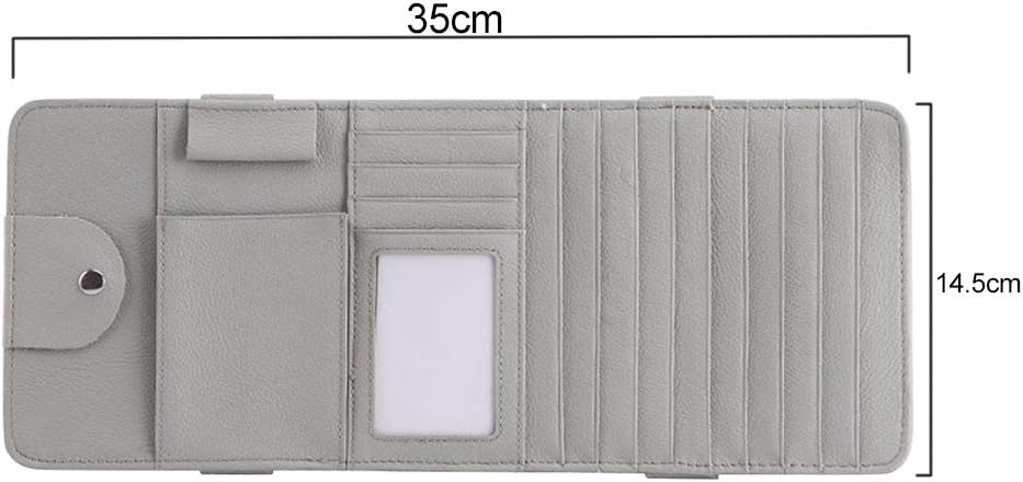 idain PU Leather Car Sun Visor CD Holder Organizer Case Storage Clip,Pen Glasses CD Card Holder Storage Pouch,Gray : Automotive