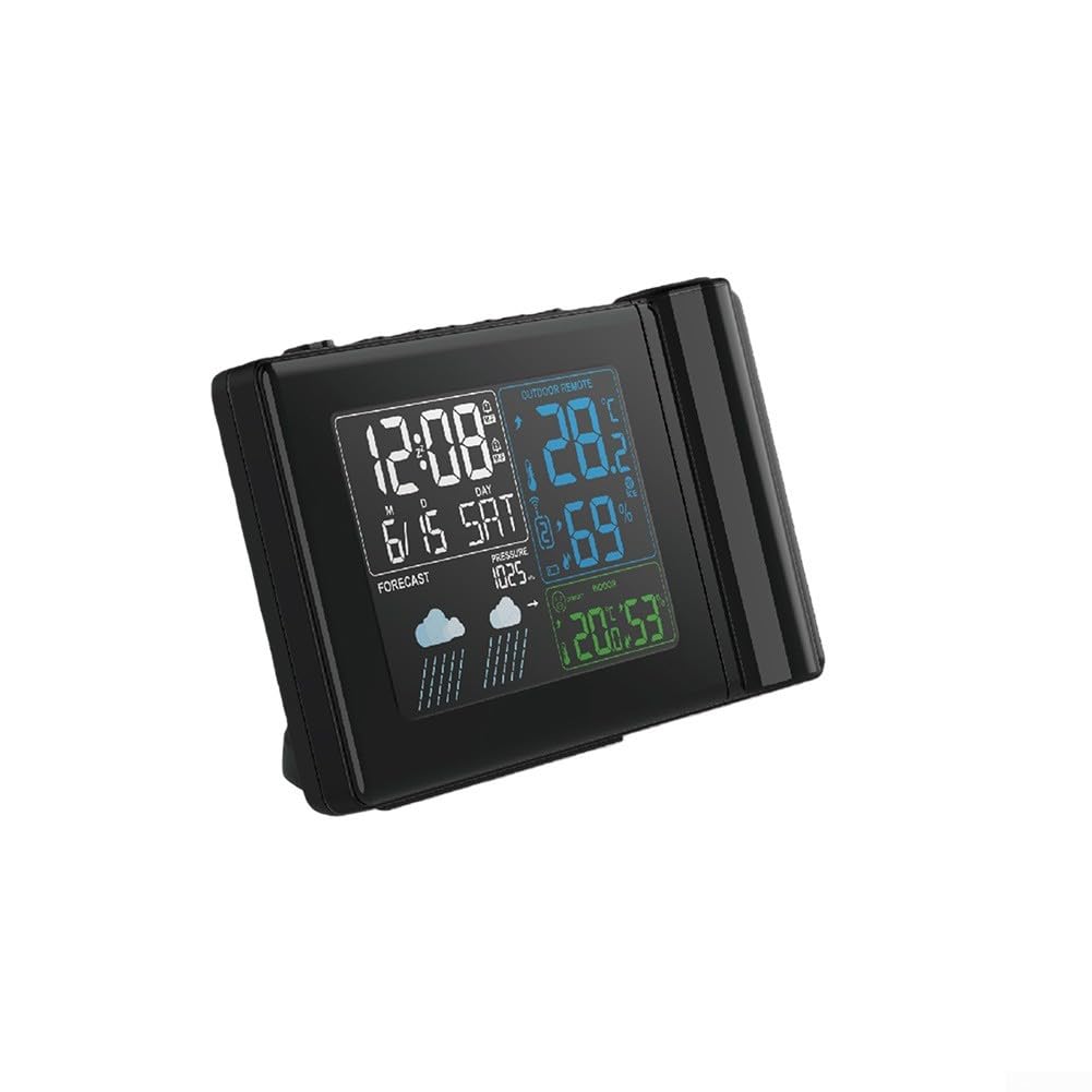 Wetterstation Funk Outdoor Digital Projektion Wecker Thermometer Innen Hygrometer Temperaturvorhersage