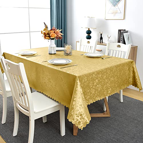 Image of Romanstile Waterproof Vinyl Tablecloth Rectangle, 52 x 70 Inch, Rose Gold | Flannel Backing Wipeable Table Cloth, Heavy Duty Plastic PU Table Cover for Kitchen Dining, Indoor & Outdoor Use