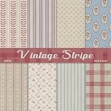 PRSTINCOL Scrapbook Paper,16 Sheets 4.1x5.8 Inch Vintage Stripe Style Scrapbook Supplies,Single-Sided Vivid Origami Decoupage Paper for DIY Crafts, Card Making, Art Journaling