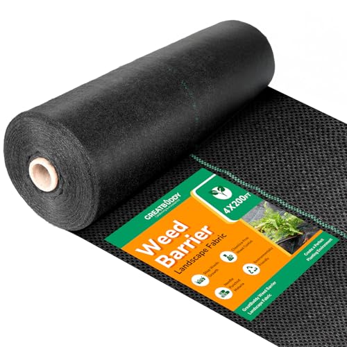GreatBuddy 5oz Weed Barrier Landscape Fabric 4x200ft, Dual-Layer Heavy-Duty Landscape
