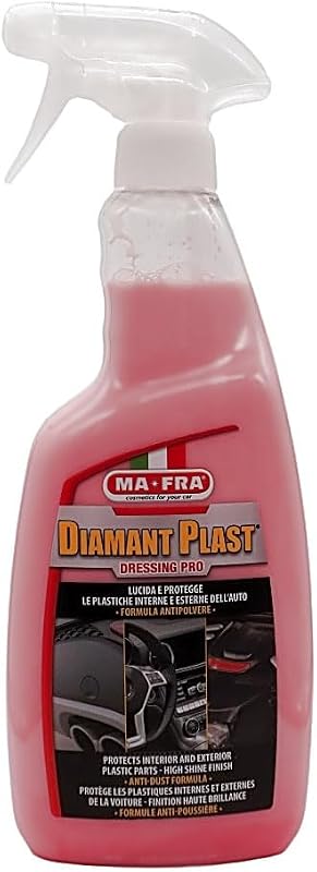 Mafra Diamant Plast Dressing Pro Restaurador de Plástico y Caucho | Renueva, pule y protege los adornos interiores y exteriores | Cera de carnauba y polímero brillante Acabado a prueba de polvo, no graso | 750 mililitros