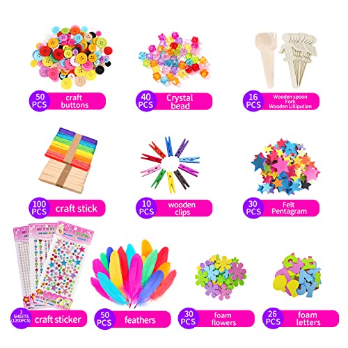 Kids Arts and Crafts Supplies for Kids Ultimate Crafting Supply Set in Portable 3 Layered Plastic Art Box All in One for Craft - Image 5