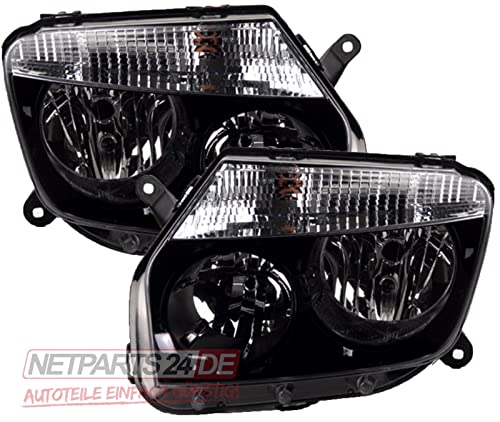 Johns, Ensemble de phares adapté pour Dacia Duster, ensemble de phares noir H7/H1 gauche/droite à partir de 04/10-
