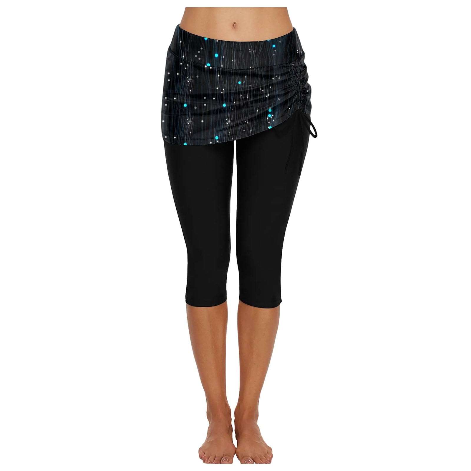 Generico Pantaloncini Costume Donna Vita Alta Lunghi Attillati Mare Pantaloncini da Bagno Modellante Arricciato Piscina Short da Bagno Spiaggia Bikini Pantaloni Estivi Sportivi