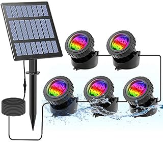 CORESLUX Solar Powered Pond Lights, Waterproof IP68 Submersible Lights with LED Color Changing Spot Light for Aquarium Tank Garden Pool Fountain Waterfall [Energy Class A++] (Set of 5 Lights)