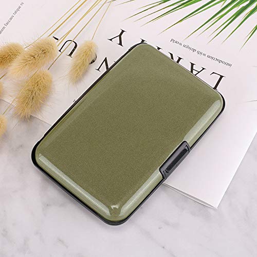 Image of Elfish RFID Blocking Credit Card Protector Aluminum ID Case Hard Shell Business Card Holders Metal Wallet for Men or Women, Army green,