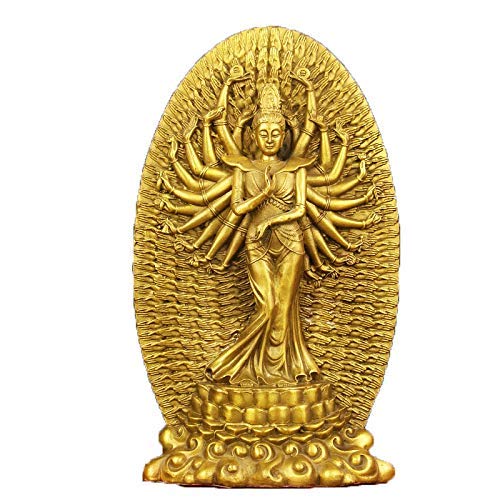Statue Bouddha Guanyin en cuivre pour apaiser l'esprit et purifier l'autel de maison