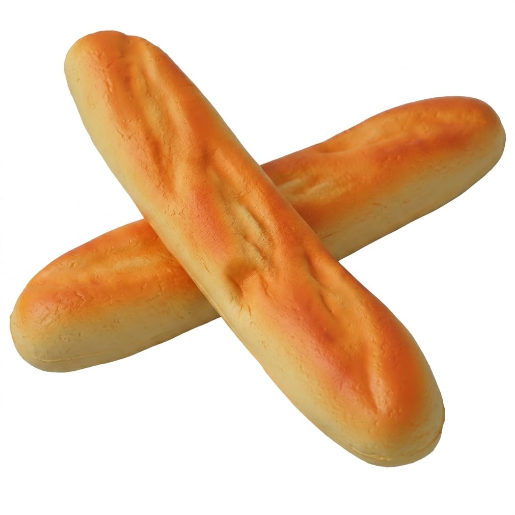 Squish Toy 2PCS Soft PU Foam Stress Relief Squeeze Toy Artificial Realistic Bread Decor & Photo Props for Home Office Dorm 12.6 inch
