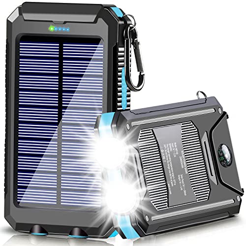 Solar Power Bank 26800mAh, Portable Solar Charger, Dual 5V USB Outputs Fast Charger Built-in Bright LED Flashlight and Compass Cell Phone and Electronic Devices