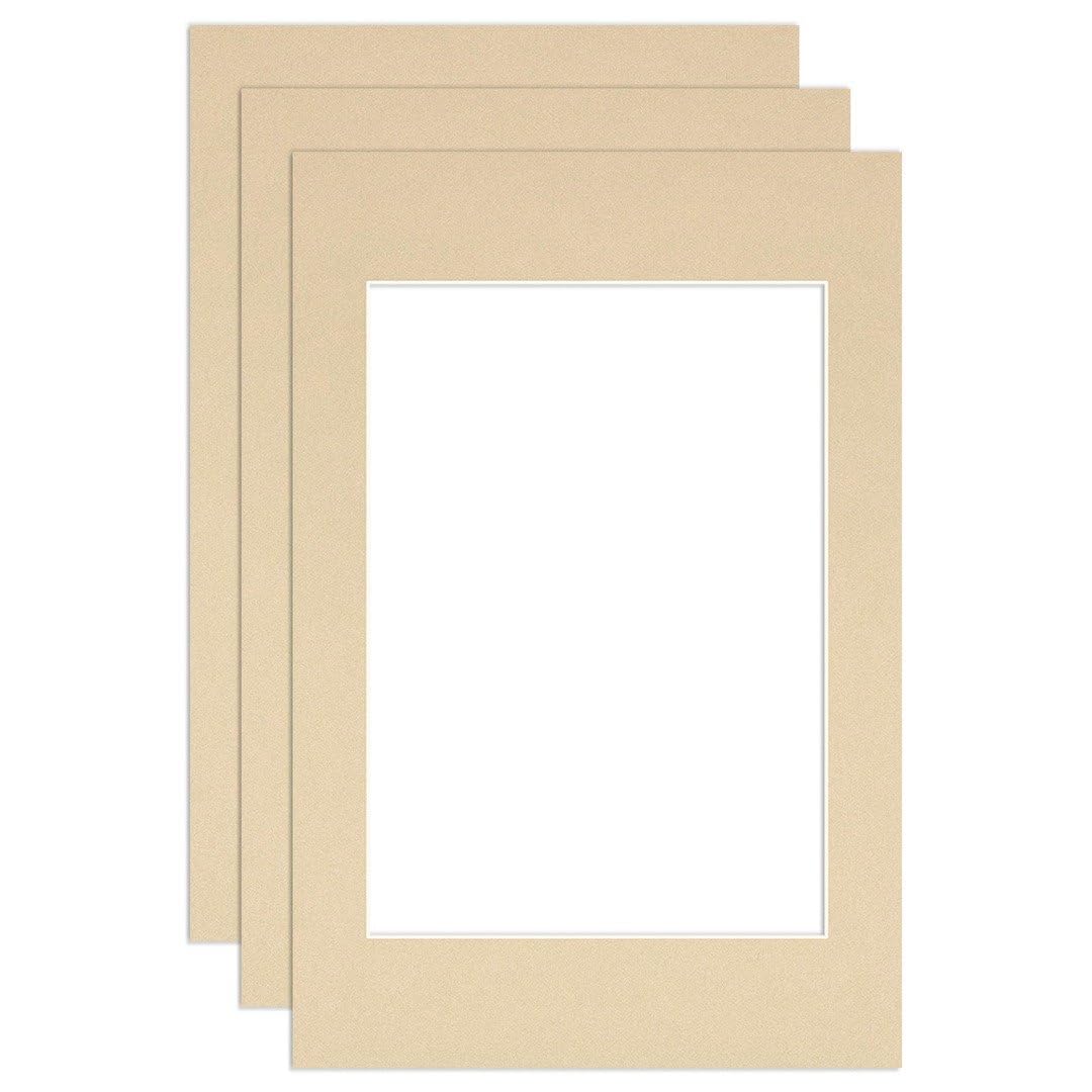 Procut Global 60x40cm Ivory Picture Mounts to Fit A3 Aperture - Precision Cut Cardboard Photo Mount - Ideal for Frames, Prints, Artwork & Certificates - Sizes & Colours Available - 3 Pack