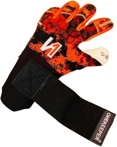 Miniatura 8 de ONEKEEPER ACE - Guantes de portero de nivel profesional naranja y blanco para adultos y jóvenes, guantes de portero de fútbol GK, látex de contacto
